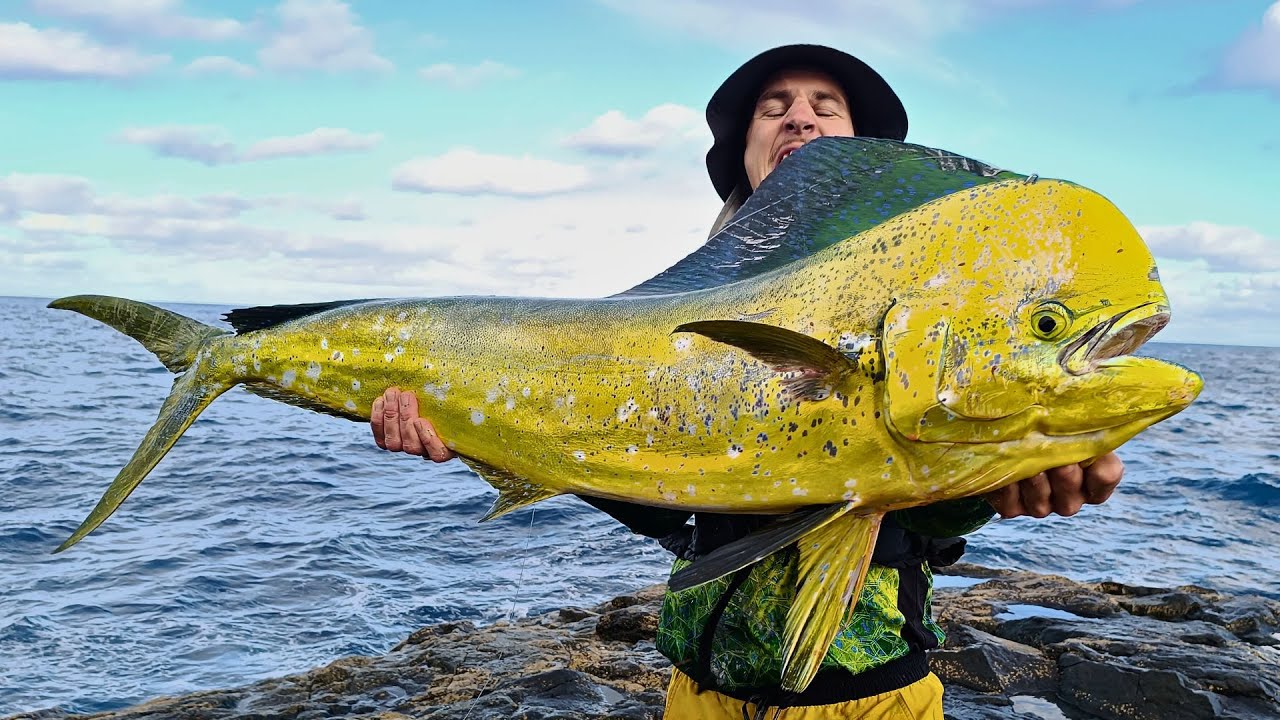 Epic 15kg Mahi Mahi landbased from rocks! (Full Fight) engl. Subtitles
