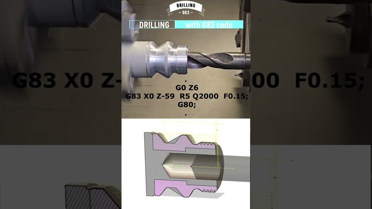 DRILLING ON THE CNC LATHE MACHINE BY PECKING, G83 CYCLE, CNC PROGRAMMING, CNC TRAINING, CNC CODE