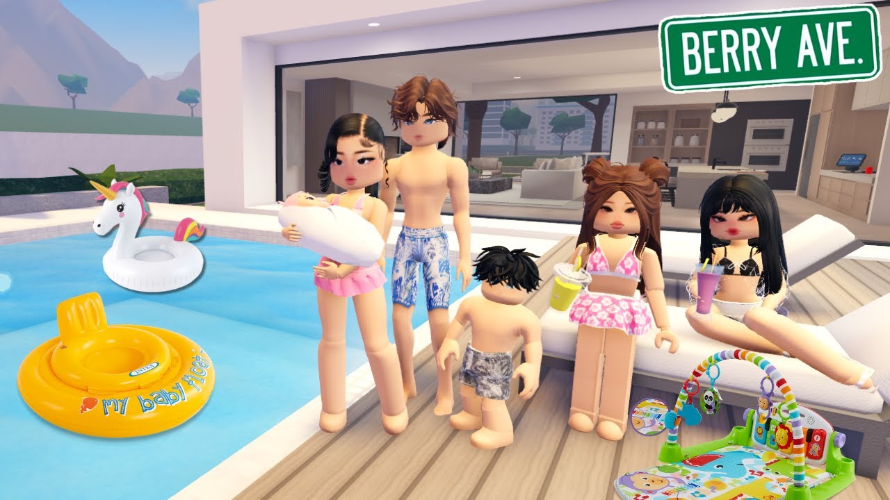 RENTAMOS UNA CASA PARA HACER PISCINADA DE VERANO VACACIONES EN FAMILIA BERRY AVENUE ROBLOX #roblox