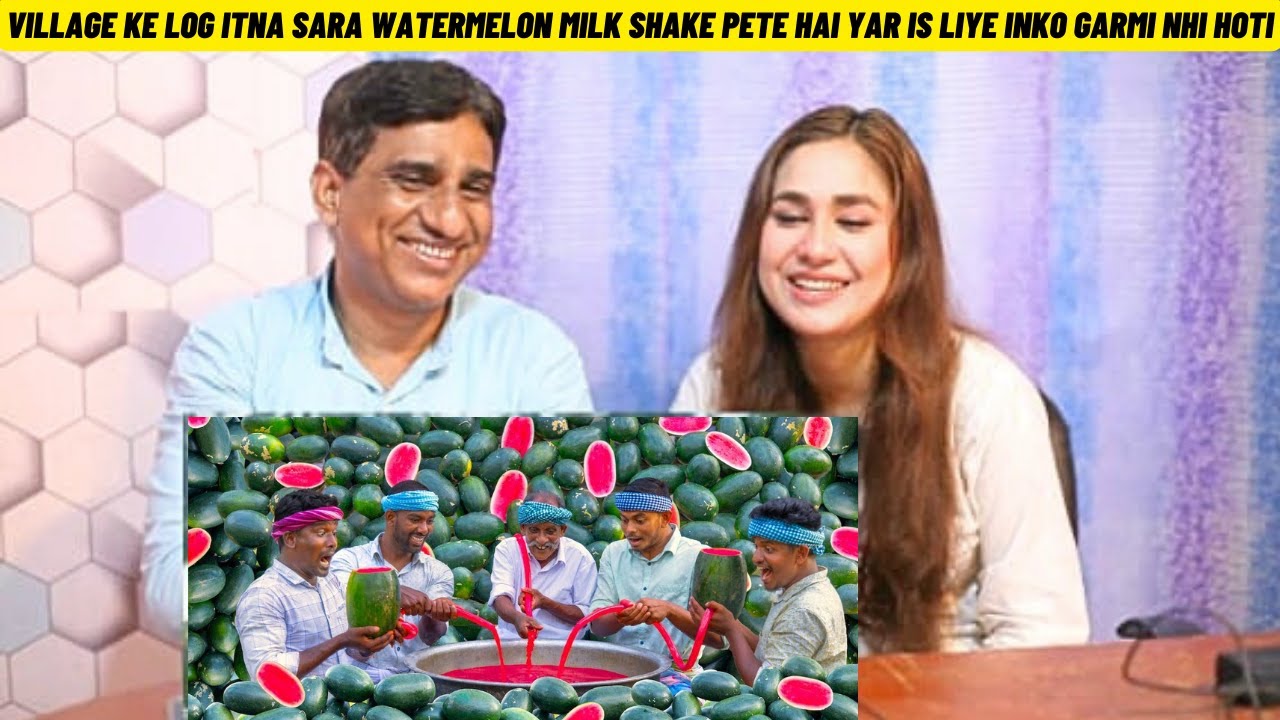 Pakistani Reaction WATERMELON MILKSHAKE Summer Healthy Drinks Fresh Watermelon Juice Making  village