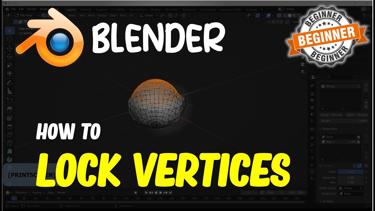 Blender: как заблокировать вершины