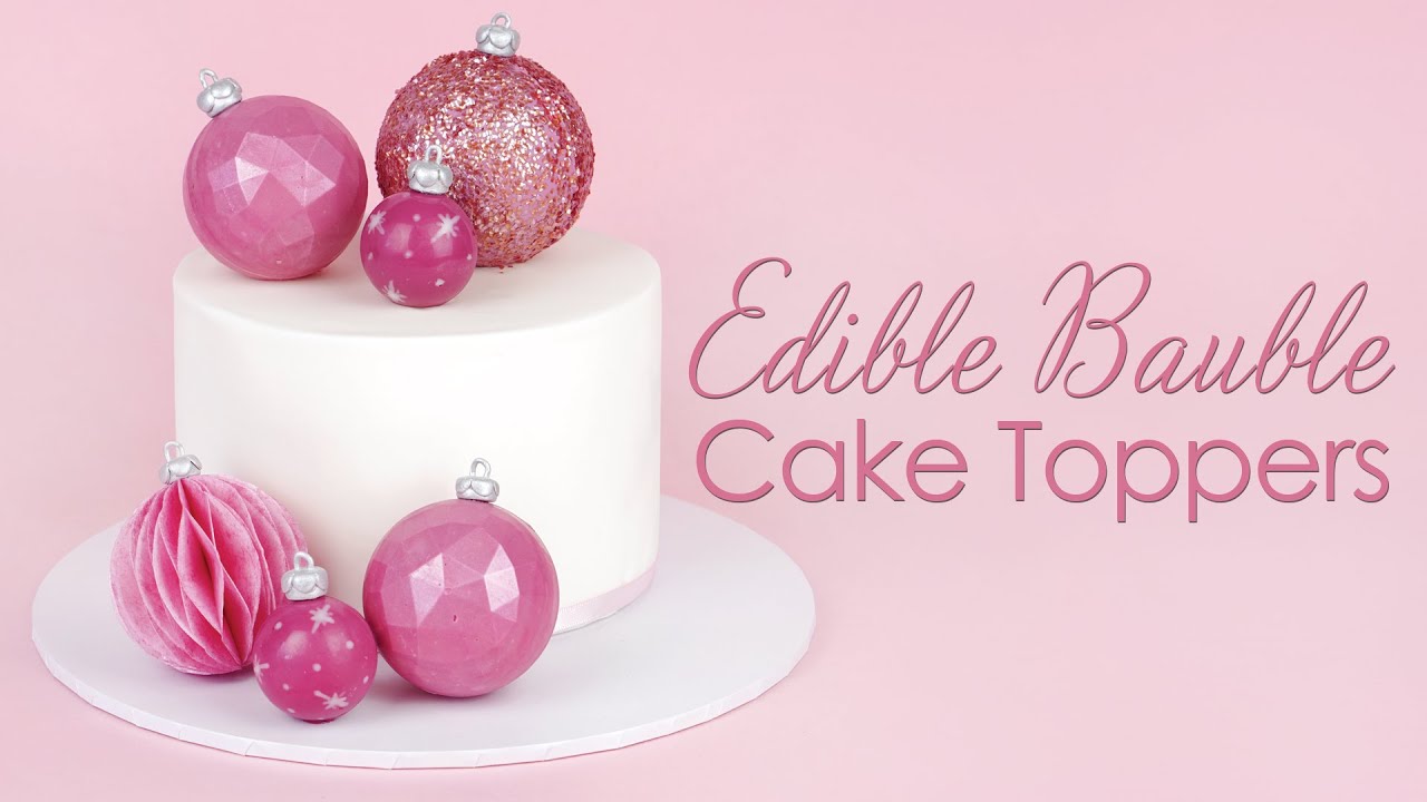 Edible Christmas Bauble Cake Toppers Tutorial - Geometric / Glitter / Wafer Paper Origami Sphere