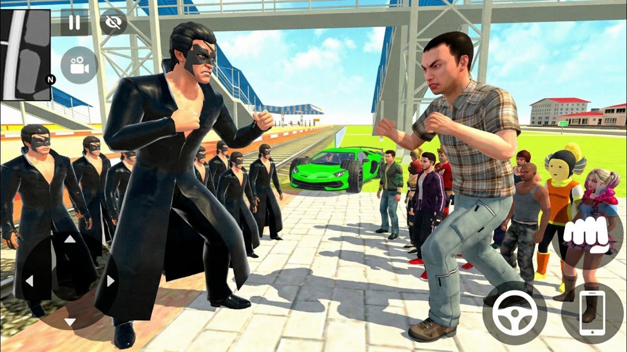 Platform पर चढ़ी Green Sports Car 💚🚗🔥 | Train 🚆 से टकराने वाली है! 😱💥 | Indian theft auto simulator 