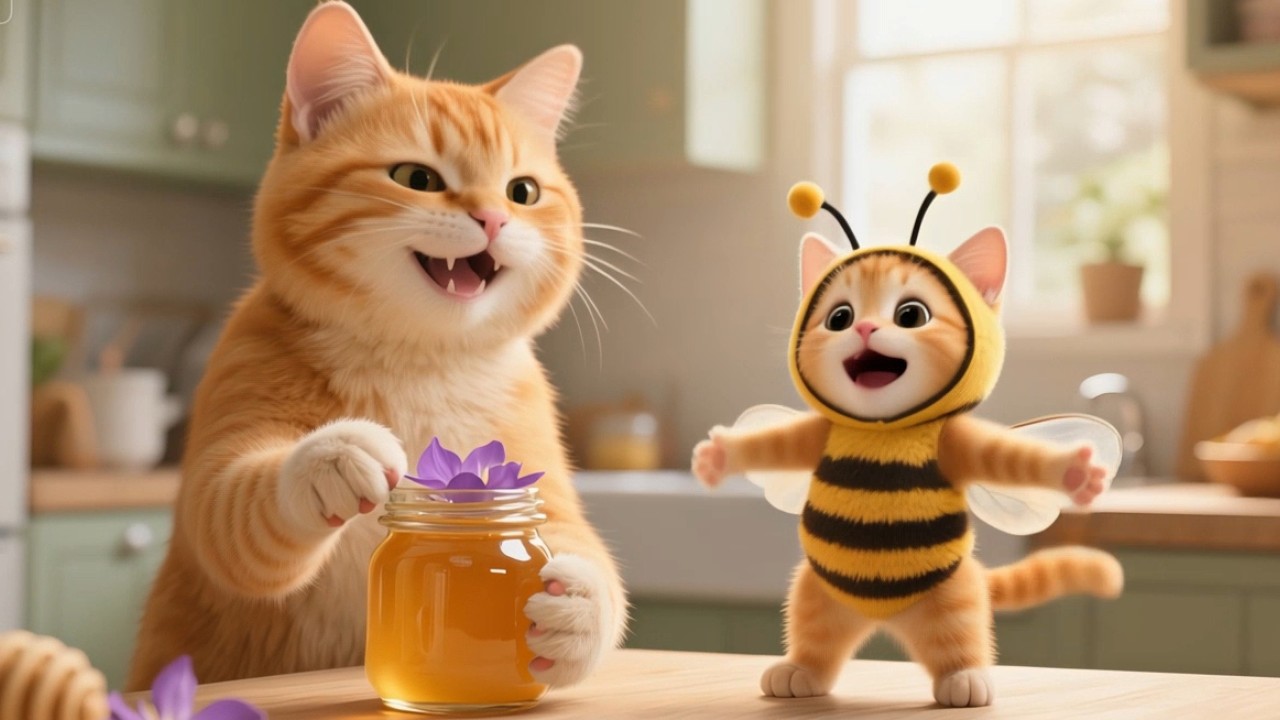 Kitten Finds Honey for Mama Cat &mdash; With a Little Help from the Bees! 🐾🐝❤️ #cute #cat #love