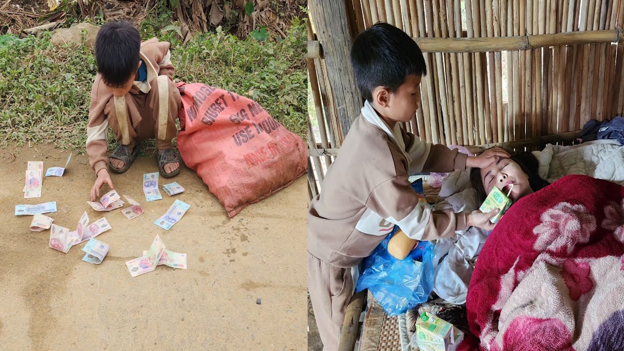 Mom is sick, I go pick up scraps and bottles, earn money to buy milk for my mom