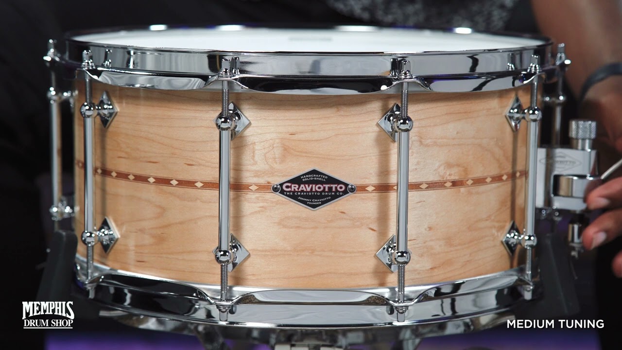 Craviotto 14x6.5 Custom Shop Maple Snare Drum with Cherry Inlay (CRCUS1465MCI)