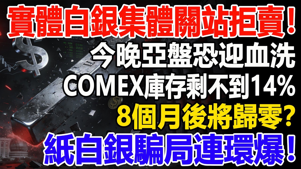 實體白銀集體關站拒賣！今晚亞盤恐迎血洗，COMEX庫存剩不到14%，8個月後將歸零？紙白銀騙局連環爆！#白銀#紙白銀#貴金屬#美元#現貨價格#投資#理財#黃金#銀行#經濟學#金融#理財#etf