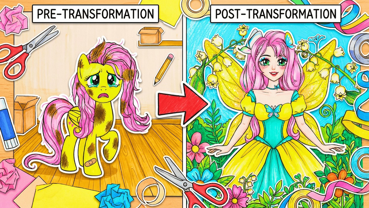 [🧚‍♀️ Papel DIY] My Little Pony: Transforma a Fluttershy herida en un espíritu adorable ✨ ASMR