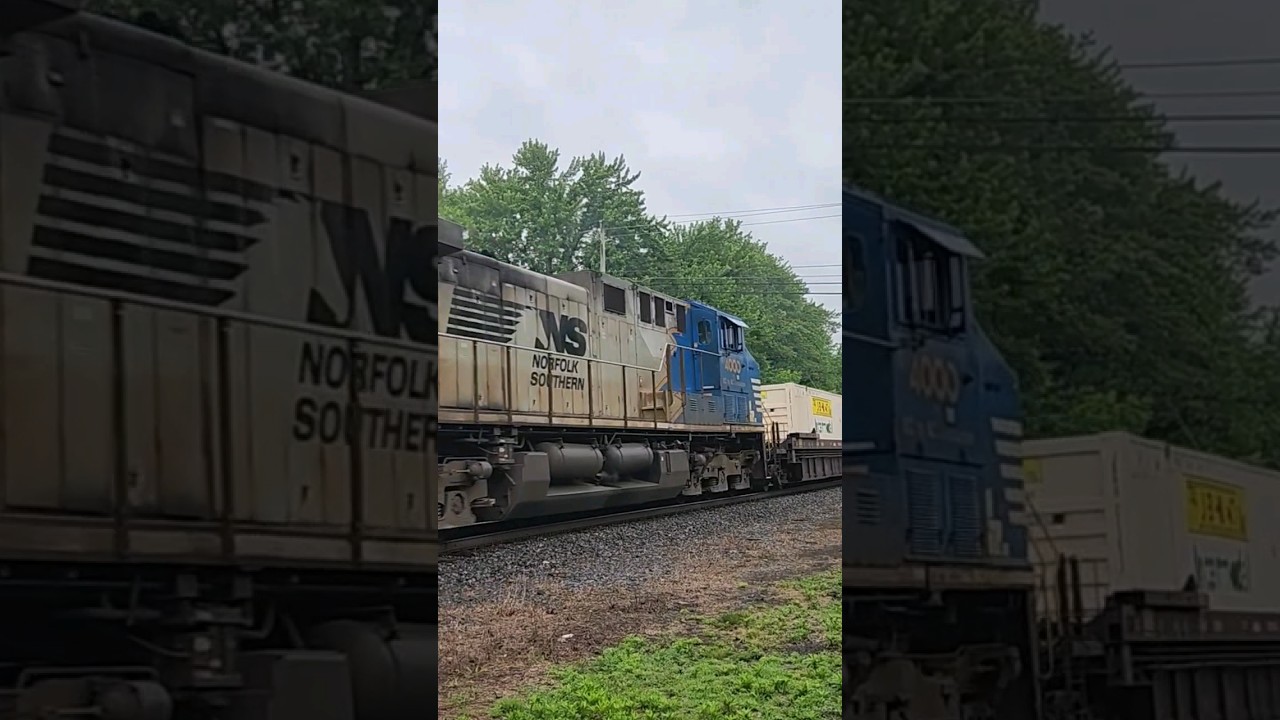 NS 4000 trails on a northbound intermodal #ns #railway # Sonicbonnet #4000