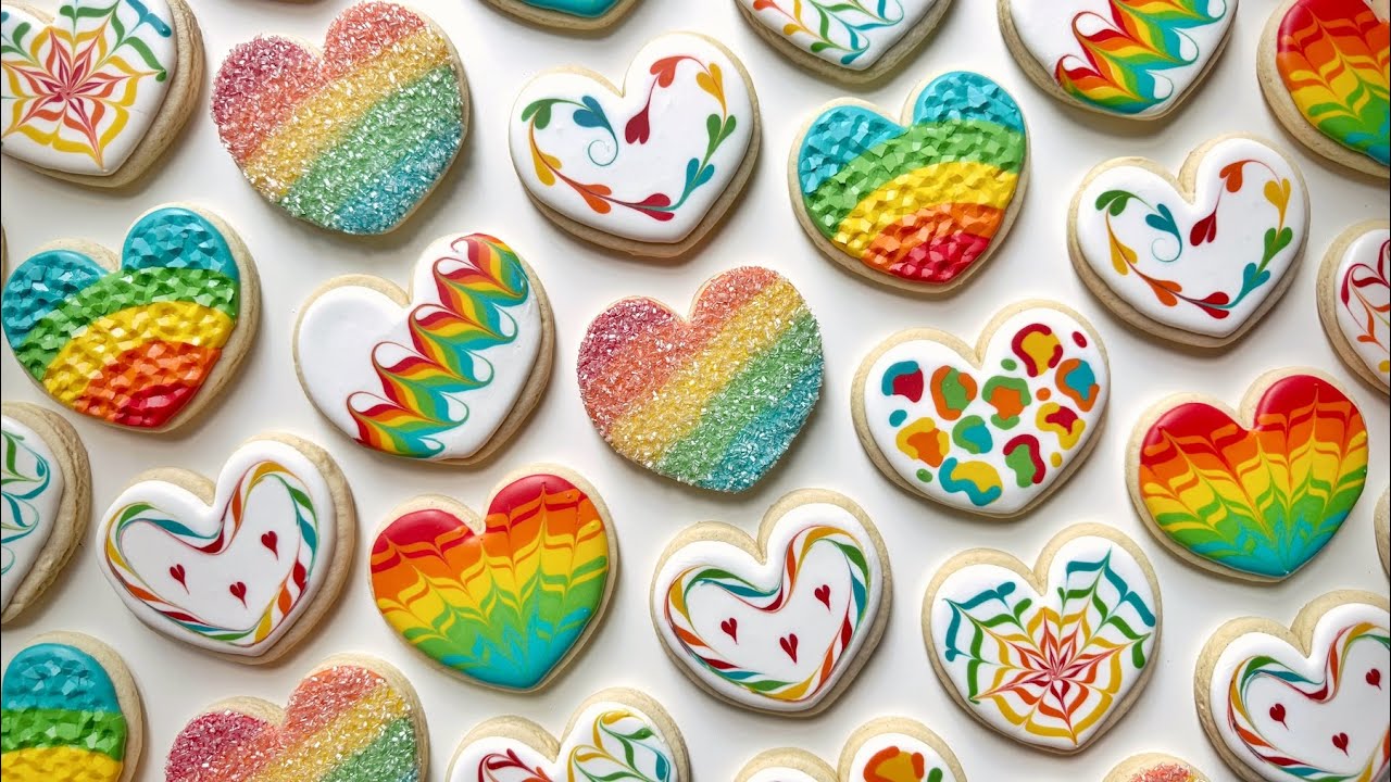 EASY RAINBOW SUGAR COOKIES ~ Satisfying Decorating of Rainbow Sugar Cookies with Royal Icing