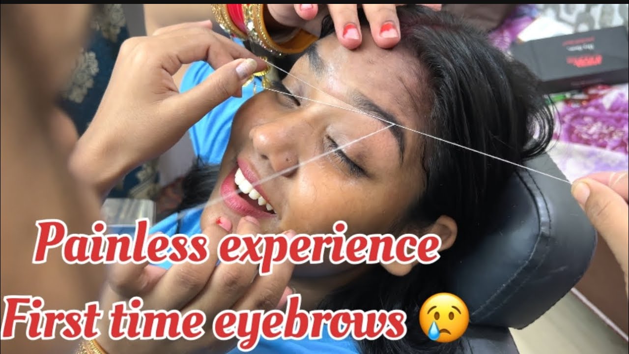 First time eyebrow banwayi ll first threading experience 😭😭😭🥹🥹🥹