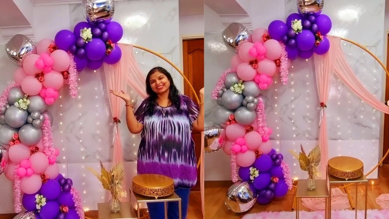 Circle balloon backdrop | Round arch balloon decoration | Flower balloon arch for birthday