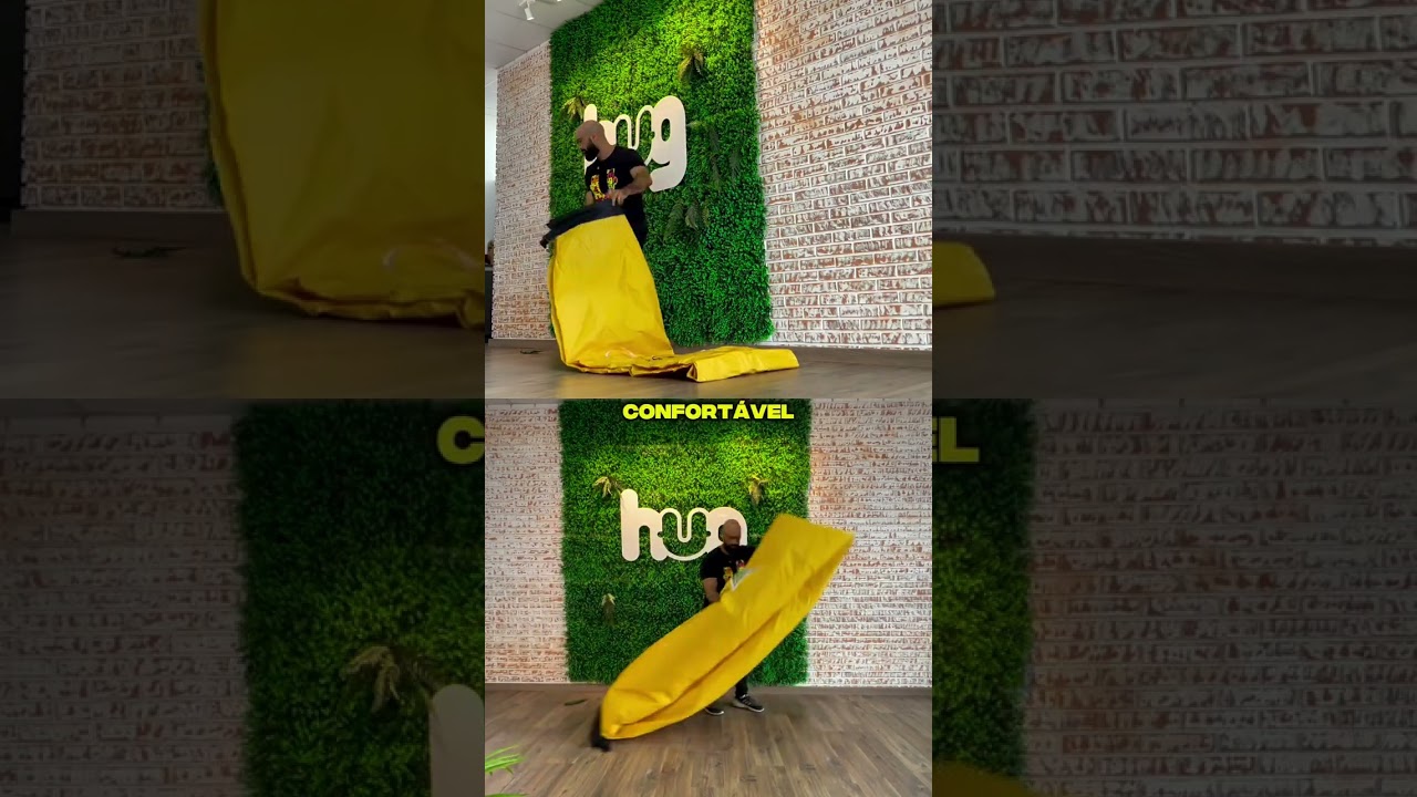 Conhe&ccedil;a o sof&aacute; infl&aacute;vel Hug: pr&aacute;tico, r&aacute;pido de encher e guardar, e super confort&aacute;vel!
