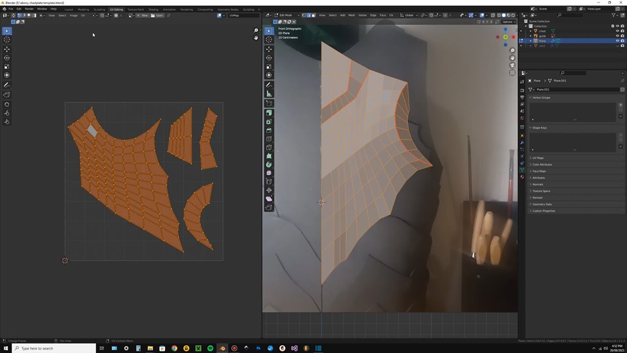 Designing Foam Pattern Templates using UV Unwrap in Blender