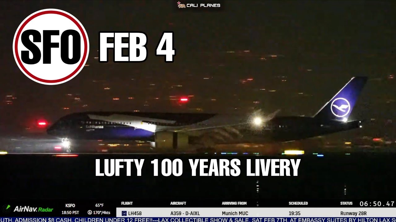 KSFO LIVE |  FEB 4, 2026 | LUFTHANSA 100 YEARS AT SAN FRANCISCO INT AIRPORT  LIVE STREAM WEBCAM IRL