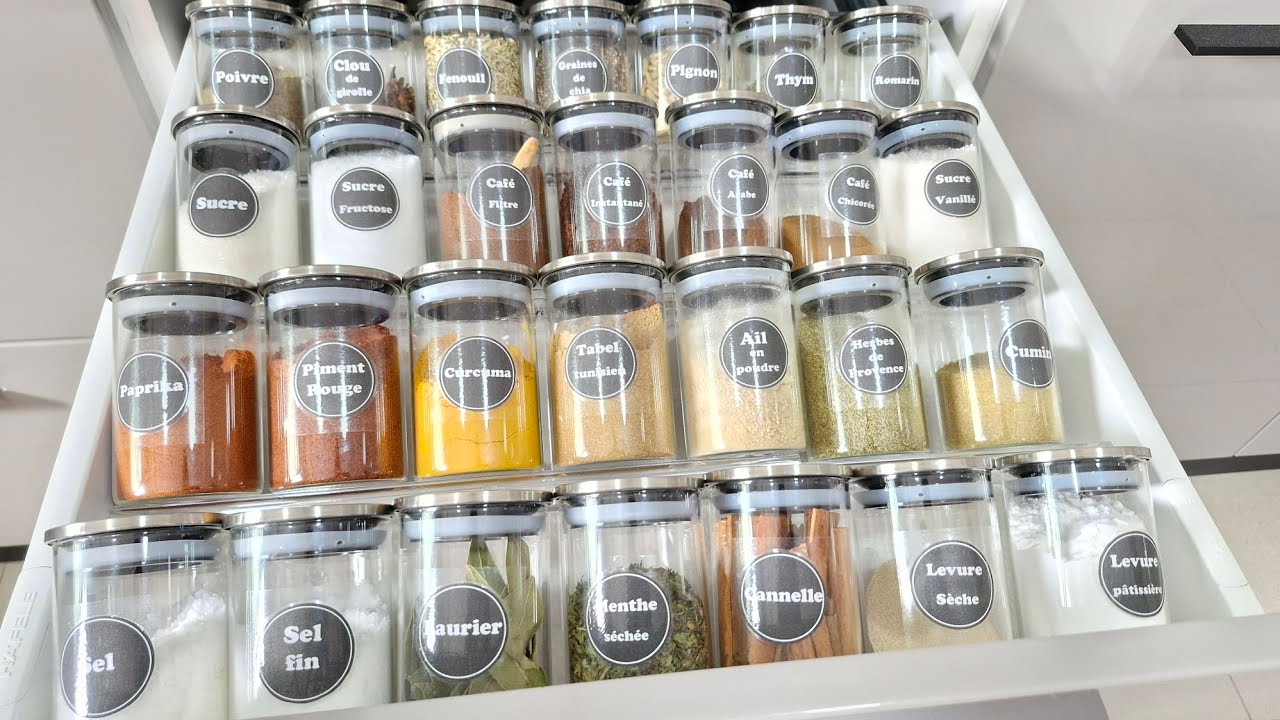 Rangement tiroir à épices +DIY étiquettes | SPICE ORGANIZATION | تنظيم رف البهارات