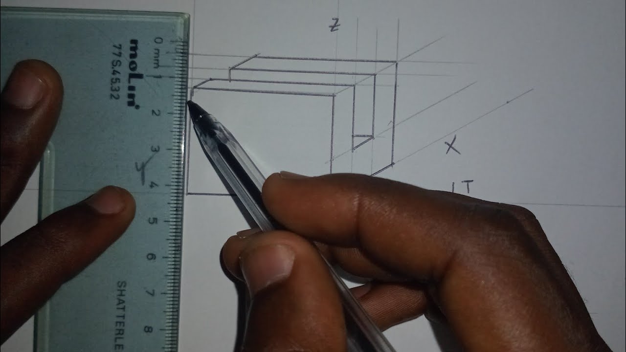 Como representar figura tridimensional em perspetiva axonométrica cavaleira 0⁰-30⁰ 📏📐