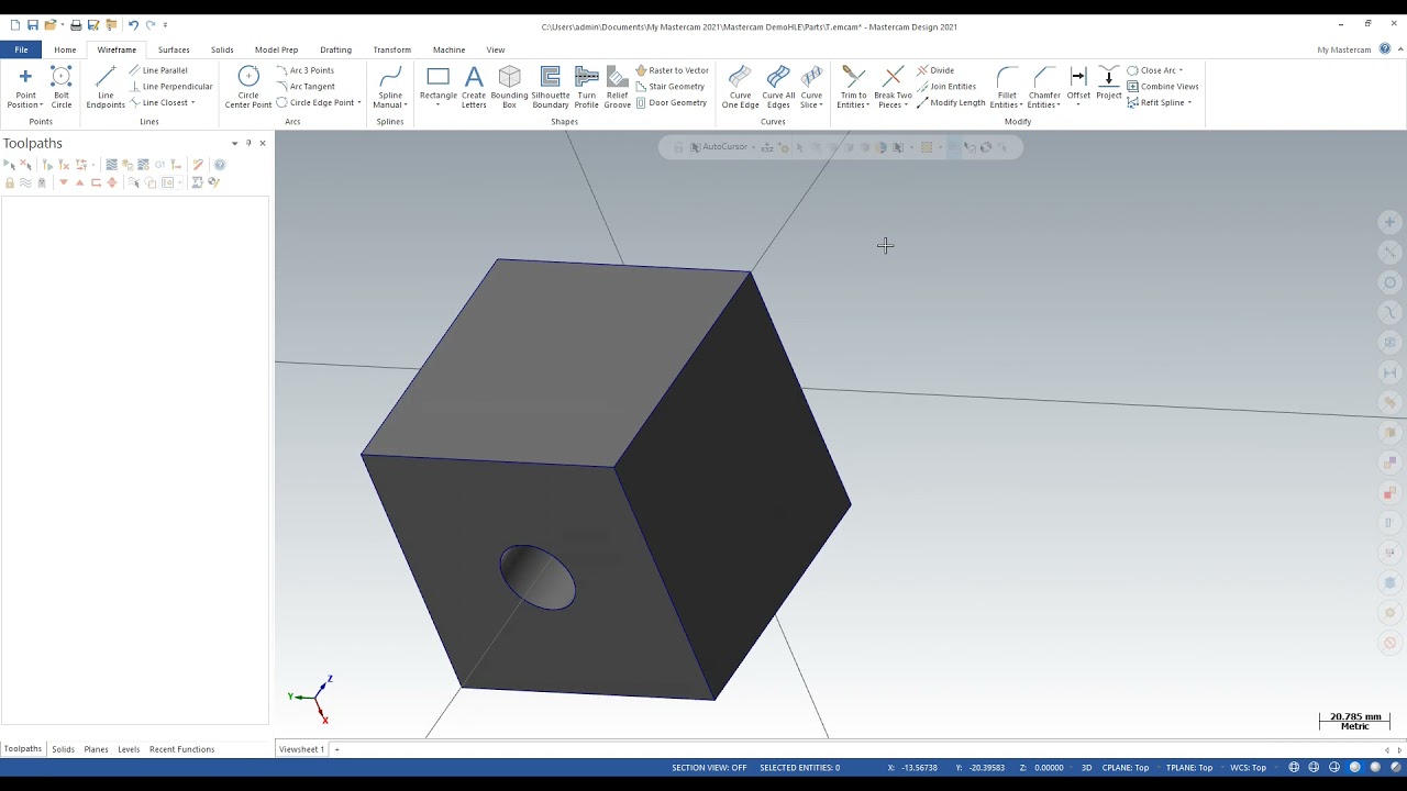 Aula 01 Fresamento CNC. Software MasterCam Usinagem 2D