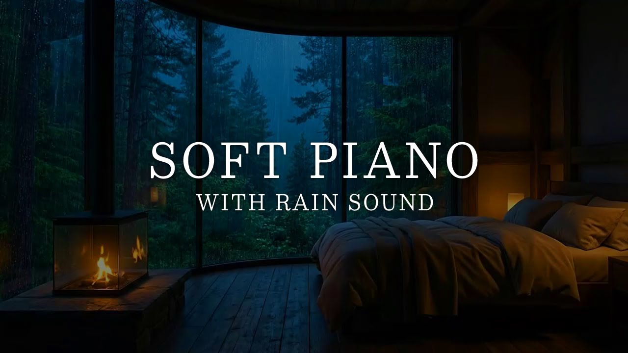 Cozy Bedroom with Falling Rain 🌧️ Deep Sleep Music for Stress Relief, Heal the Mind & Peaceful Piano