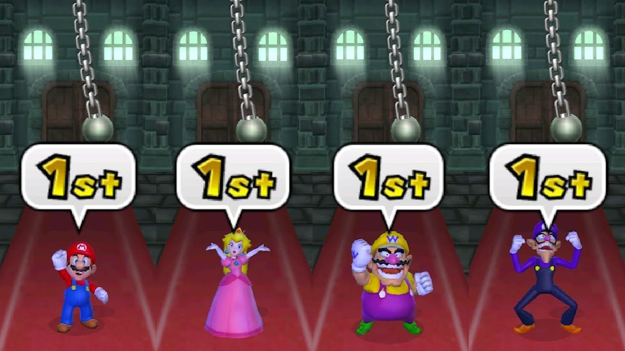 Mario Party 9 Minigames - Mario vs Peach vs Wario vs Waluigi