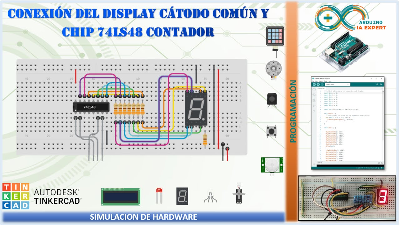 1️⃣0️⃣✅Contador decimal con Display C&aacute;todo com&uacute;n y chip 74LS48✅2️⃣0️⃣2️⃣3️⃣
