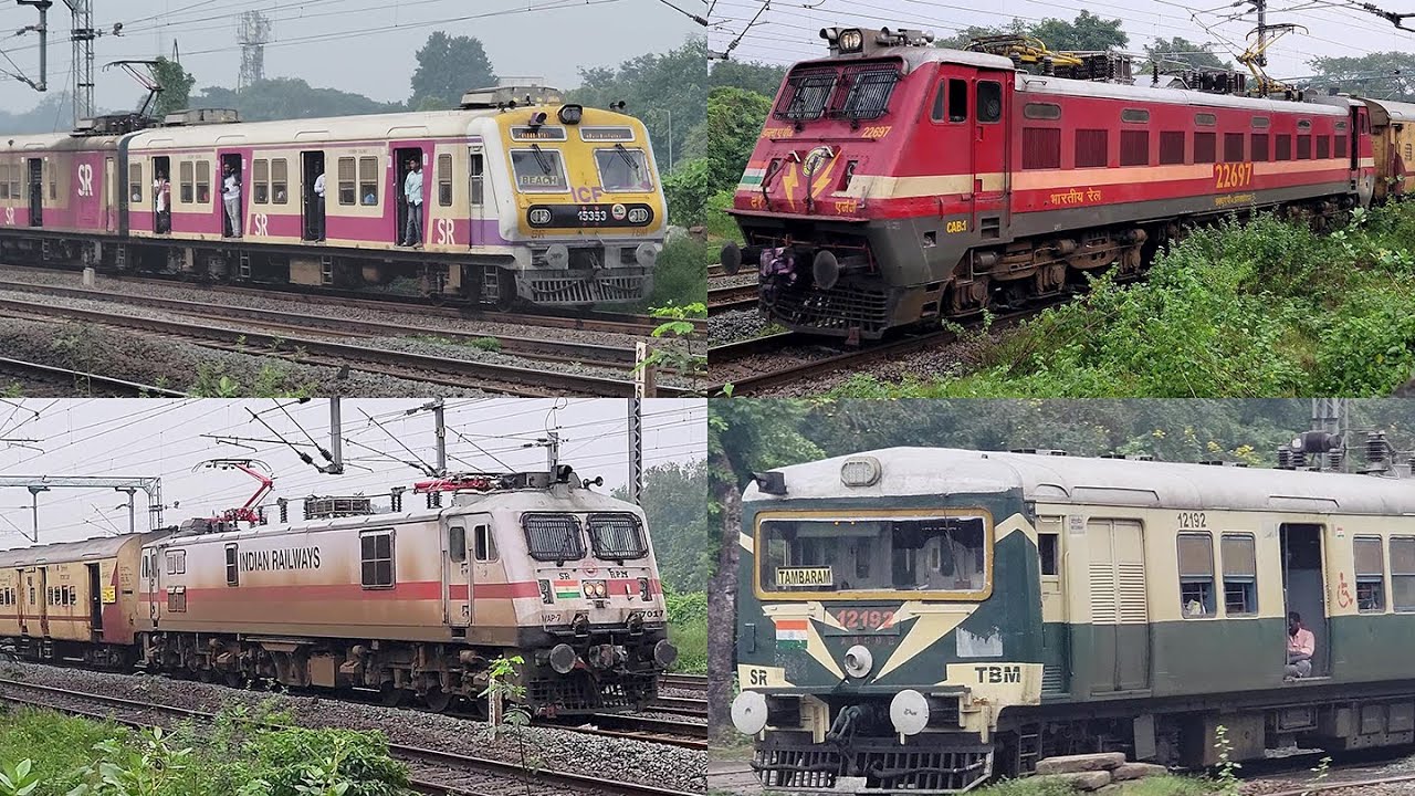 Foggy morning rush hour trains in Chennai.