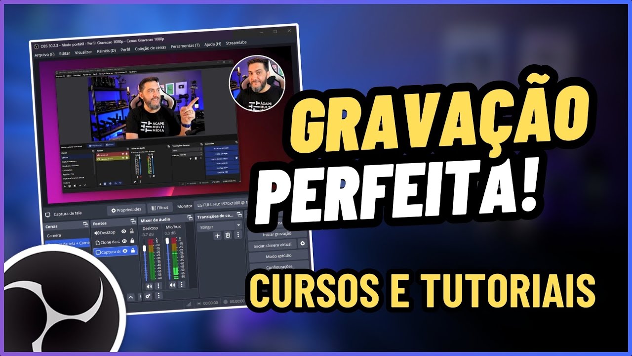 COMO GRAVAR CURSOS E TUTORIAIS NO OBS Studio (1 OU 2 MONITORES) Câmeras Áudio(multipista) Transições