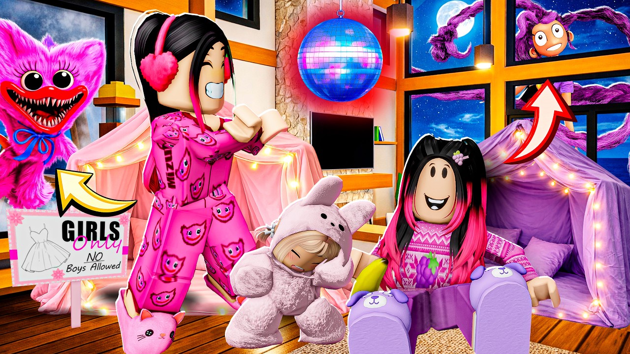 ERA PRA SER UMA NOITE DO PIJAMA das MENINAS MAS O POPPY PLAYTIME APARECEU AS 3 DA MANHÃ (Brookhaven)