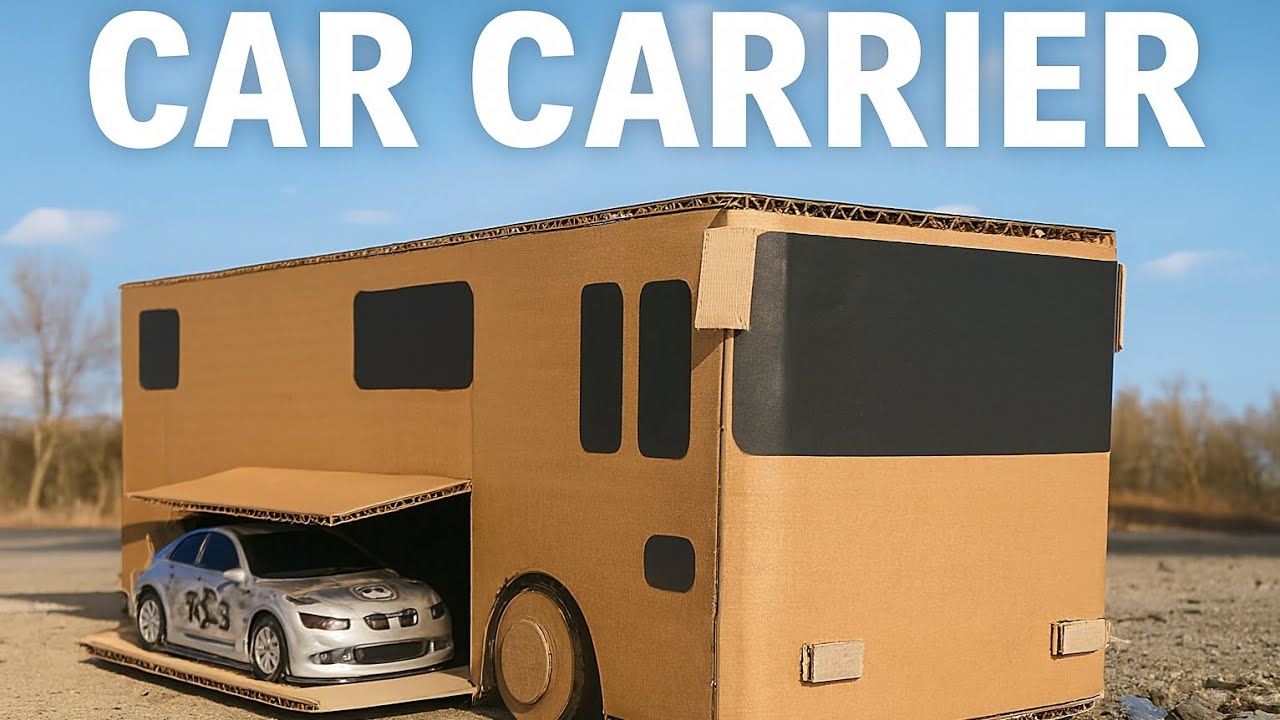 DIY Cardboard Car Carrier Motorhome | DIY Garage-Loaded RV #cars #rv #cardboard #craft #youtube