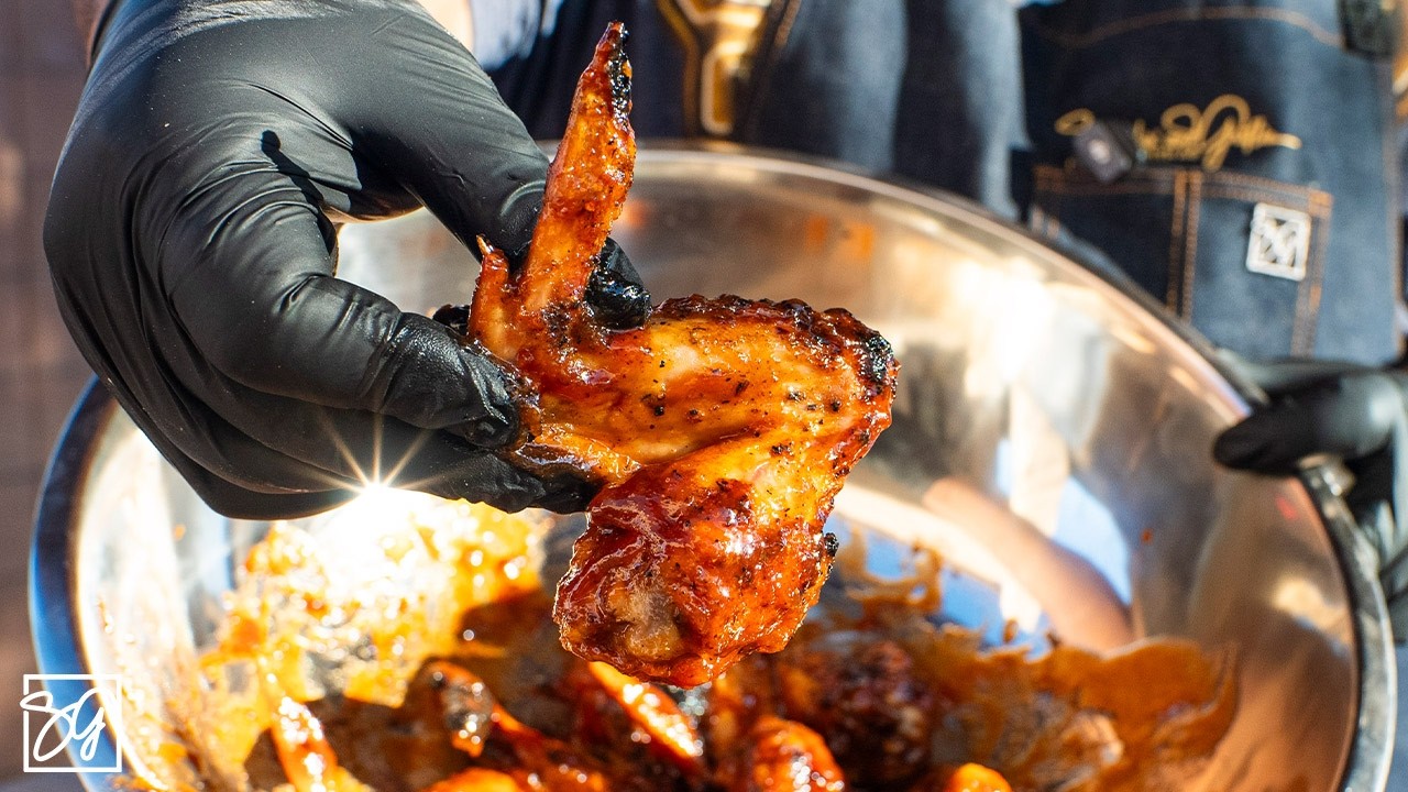Honey Bourbon Grilled Chicken Wings with Technique