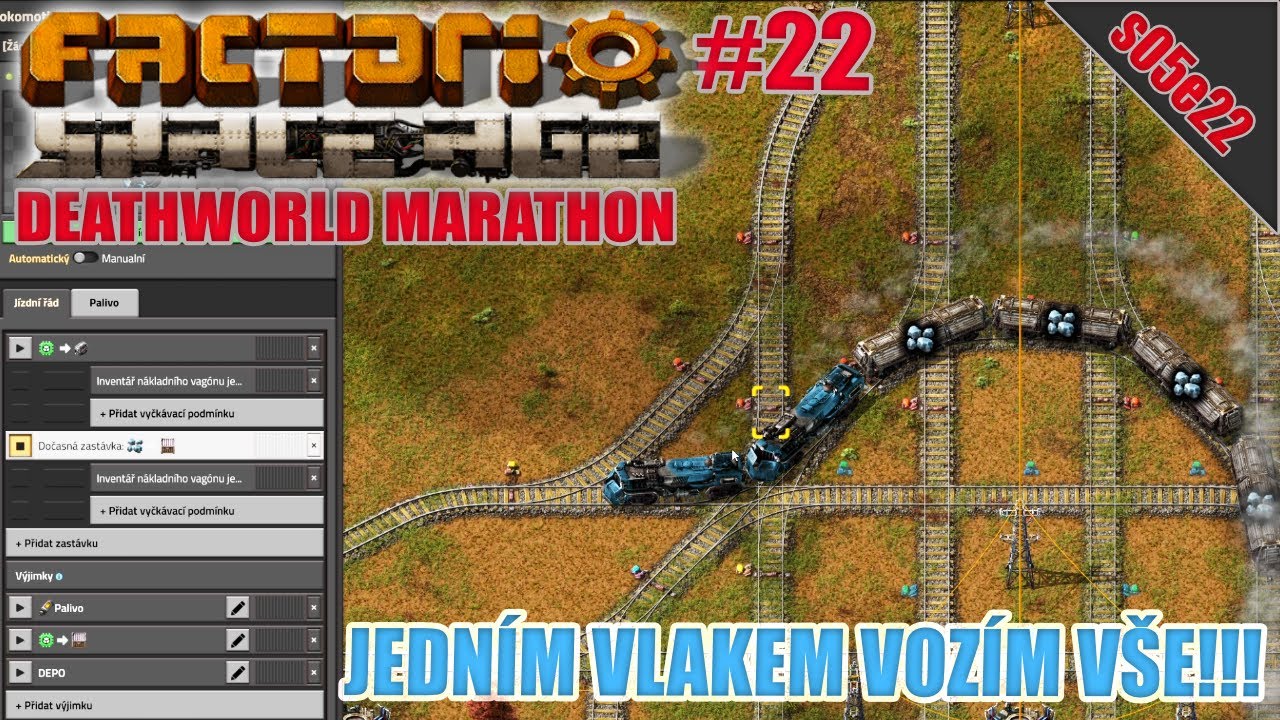 Jak nastavit univerzální automatické vlaky ??? | S05E22 | Factorio: Space Age - Maraton světa smrti