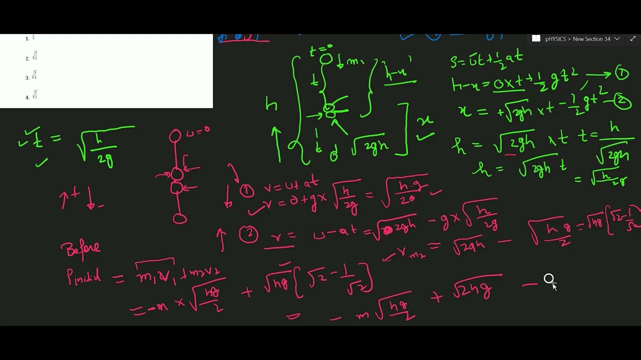 A particle of mass m is dropped from a height h above the ground.  Collision mechanics Hindi