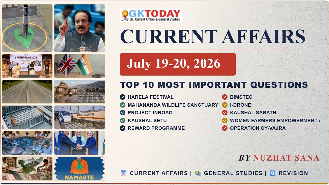 GKToday Current Affairs 🎯 19-20 July, 2026
