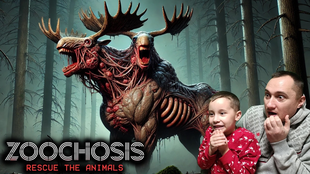 Zoochosis ЛОСЬ МУТАНТ - Прохождение. ДЕНИС И ПАПА зоопарк мутантов ЛОСИ