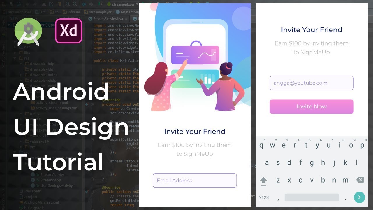 Invite Friend UI Animation Adobe Xd to Android Studio Tutorial