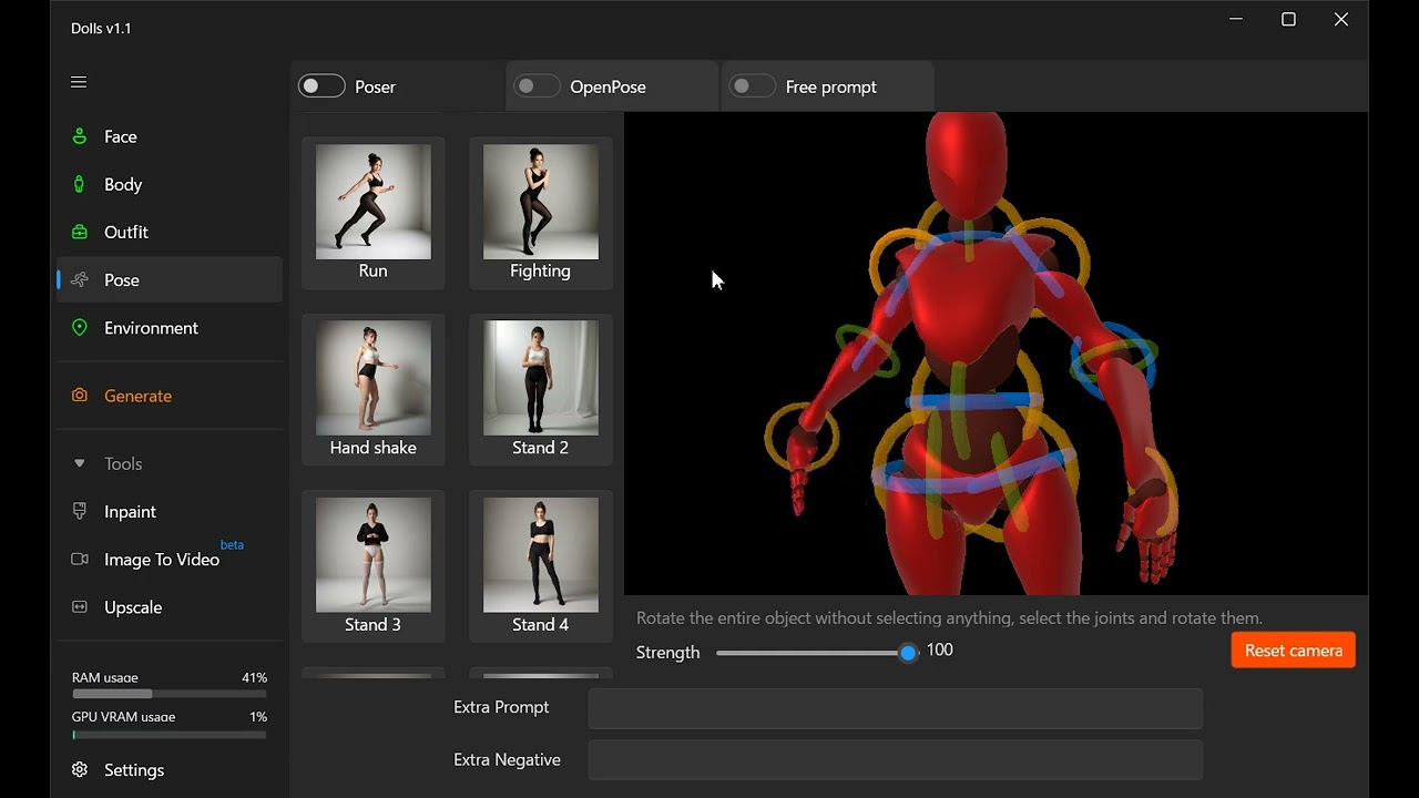 Dolls AI human creator Function   Posing