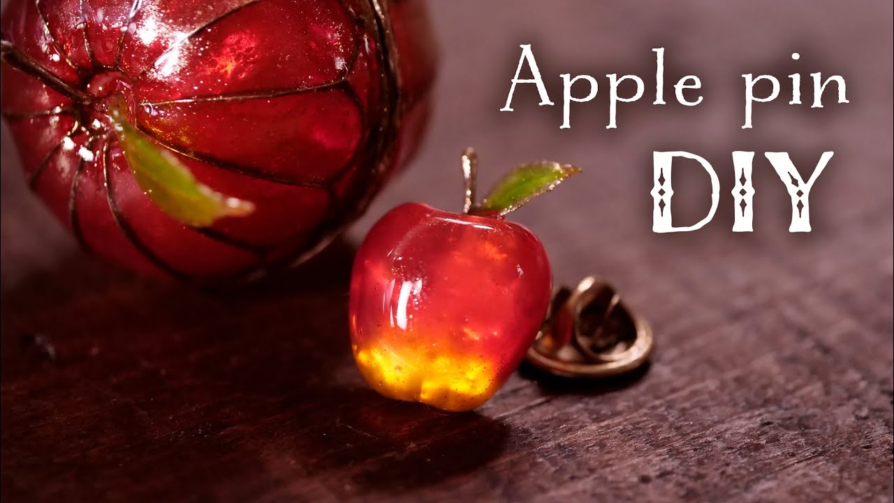 【UV LED レジン】前回のスピンオフ♪林檎のピンズ DIY A spin-off of my last piece Apple pin s[UV LED Resin]