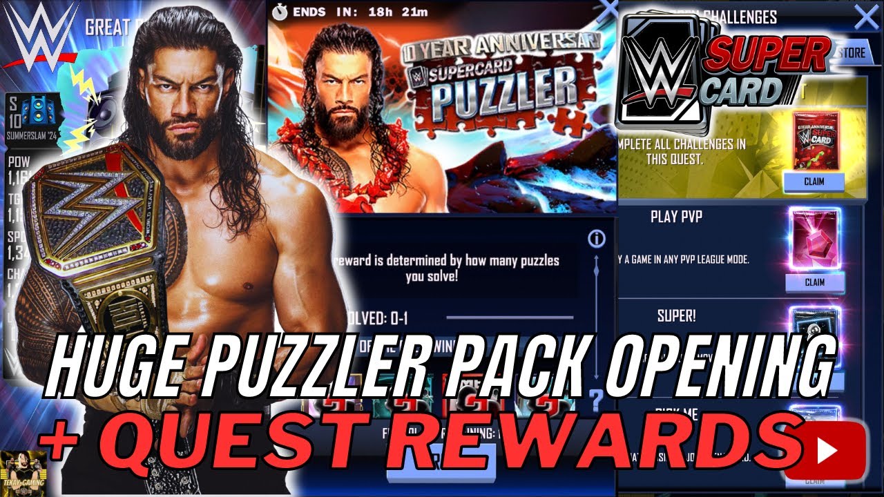 THE PUZZLER KING IS BACK! HUGE PUZZLER PACK OPENING + QUEST REWARDS! WWE Supercard S10
