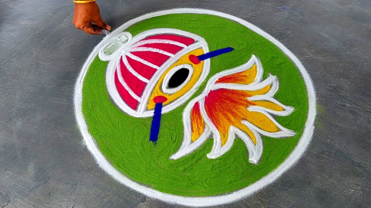 Easy Bhogi kolam 2025🌹Sankranthi drums rangoli designs🌹bhogi muggulu designs🌹Super colour rangoli