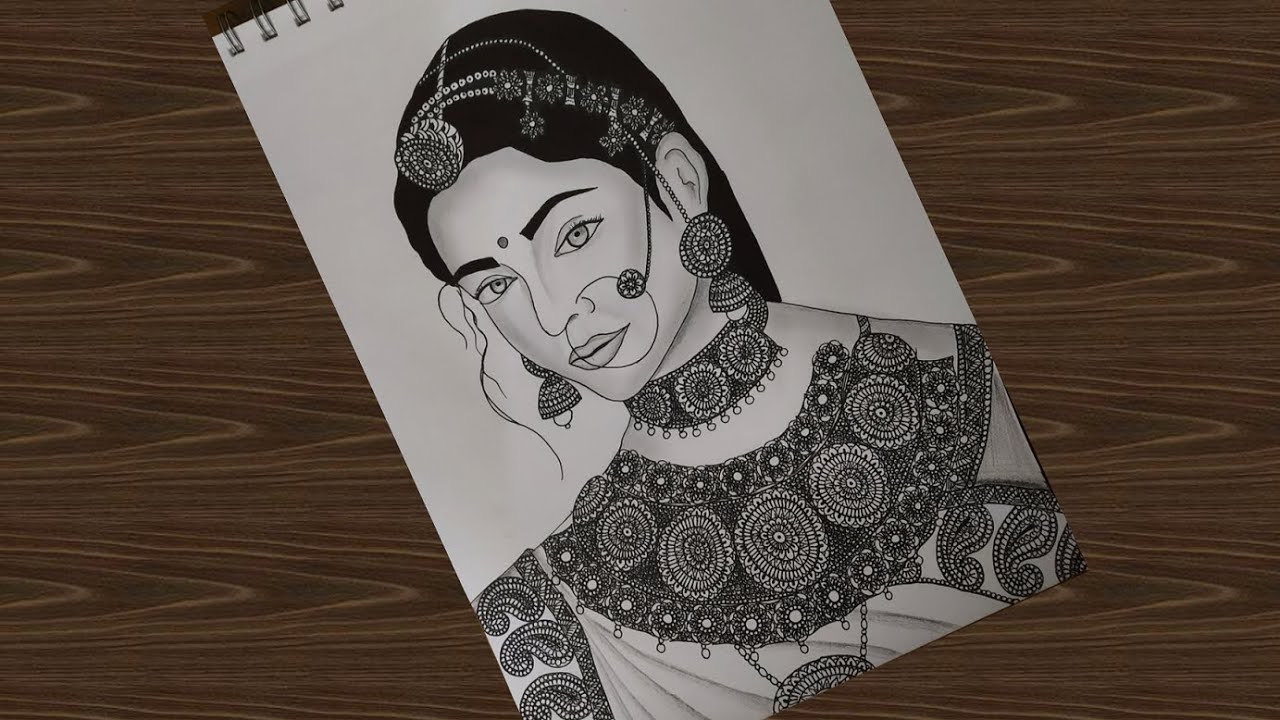 How to draw Mandala art of Jodha | Indian princess | Aiswarya Rai | Zentangle Doodle art | Easy draw