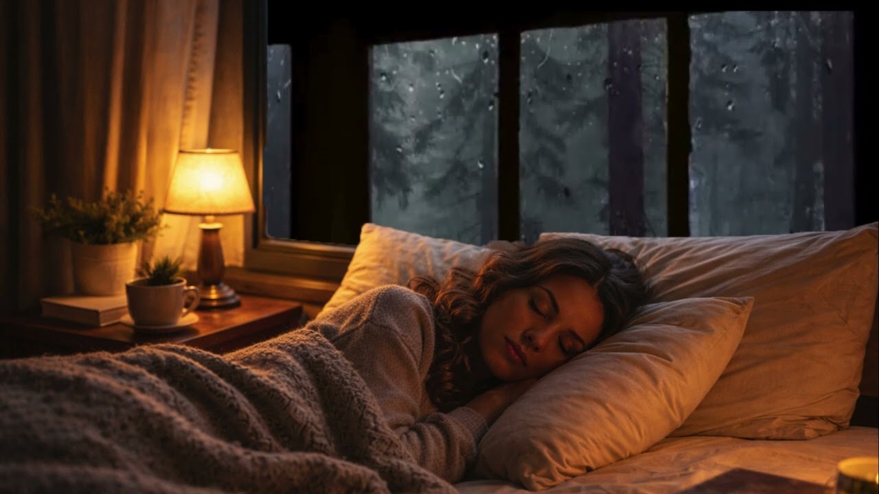 Warm Bedroom + Heavy Rain | Relaxing Night | Calming Sounds for Deep Sleep, Anxiety & Stress Relief