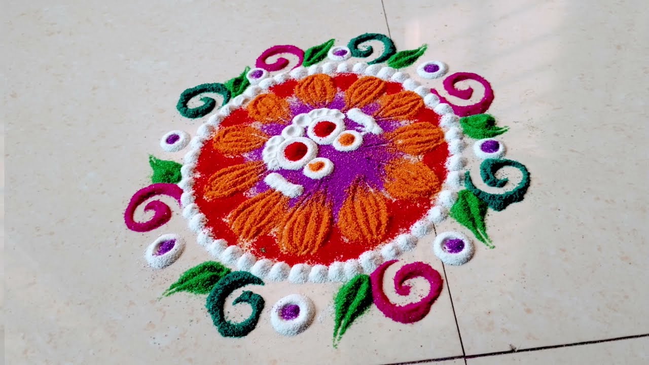 केवळ ३ मिनीटात काढा दारात/देवघरात/सणाला खूपच सुंदर रांगोळी l Simple Rangoli for Beginners l