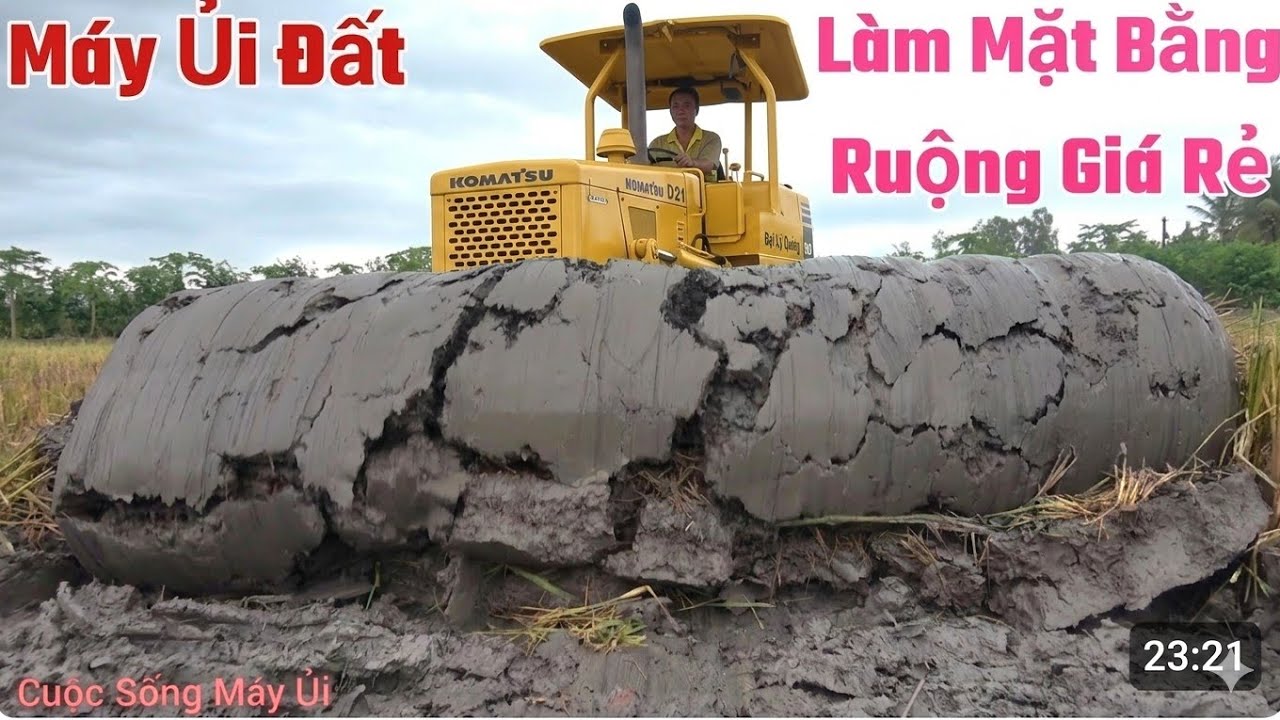 Máy Ủi Đất Lên Bờ Làm Vườn ,Cắt Mặt Bằng Ruộng Làm Lúa. Giá Rẻ 