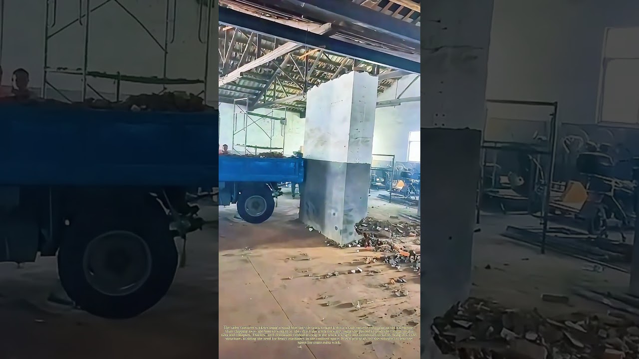 Trucking It Down: How Workers Use A Tricycle To Demolish A Concrete Column