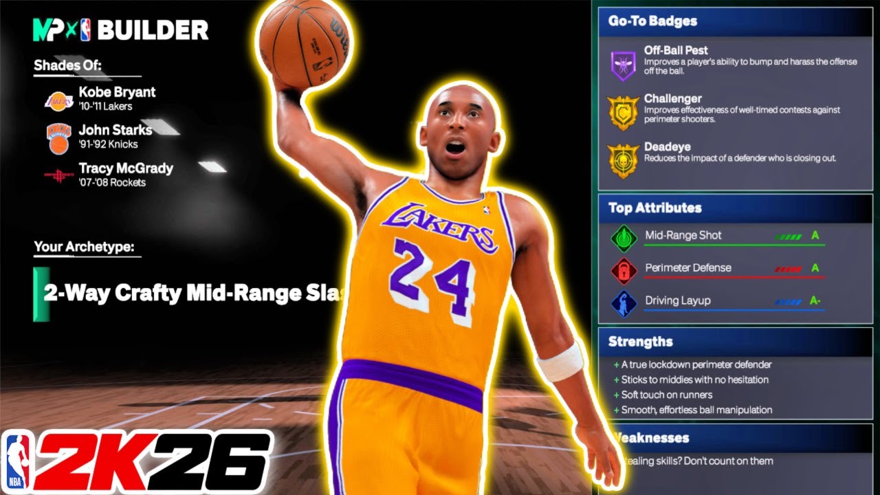 Лучший вариант сборки Коби Брайанта из «Лейкерс» *2010* в NBA 2K26