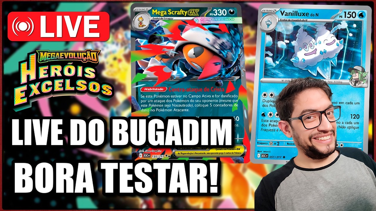 LIVE BUGADA - BORA TESTAR NOVOS DECK MEGA SCRAFTY E DECK SPREAD -  POKÉMON TCG LIVE
