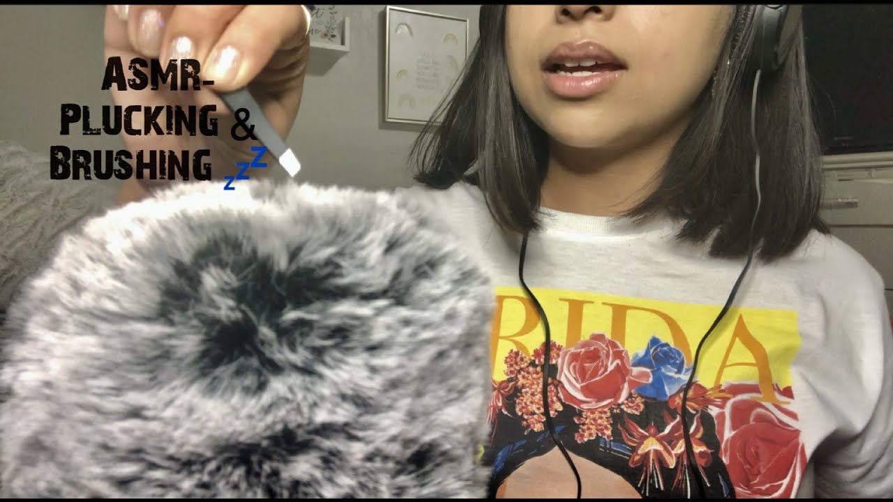 ASMR- Plucking & Brushing Mic (with mouth sounds and inaudible whispers)