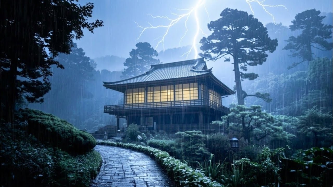 Powerful Thunderstorm Sounds with Heavy Rain and Intense Thunder for Sleeping Fast