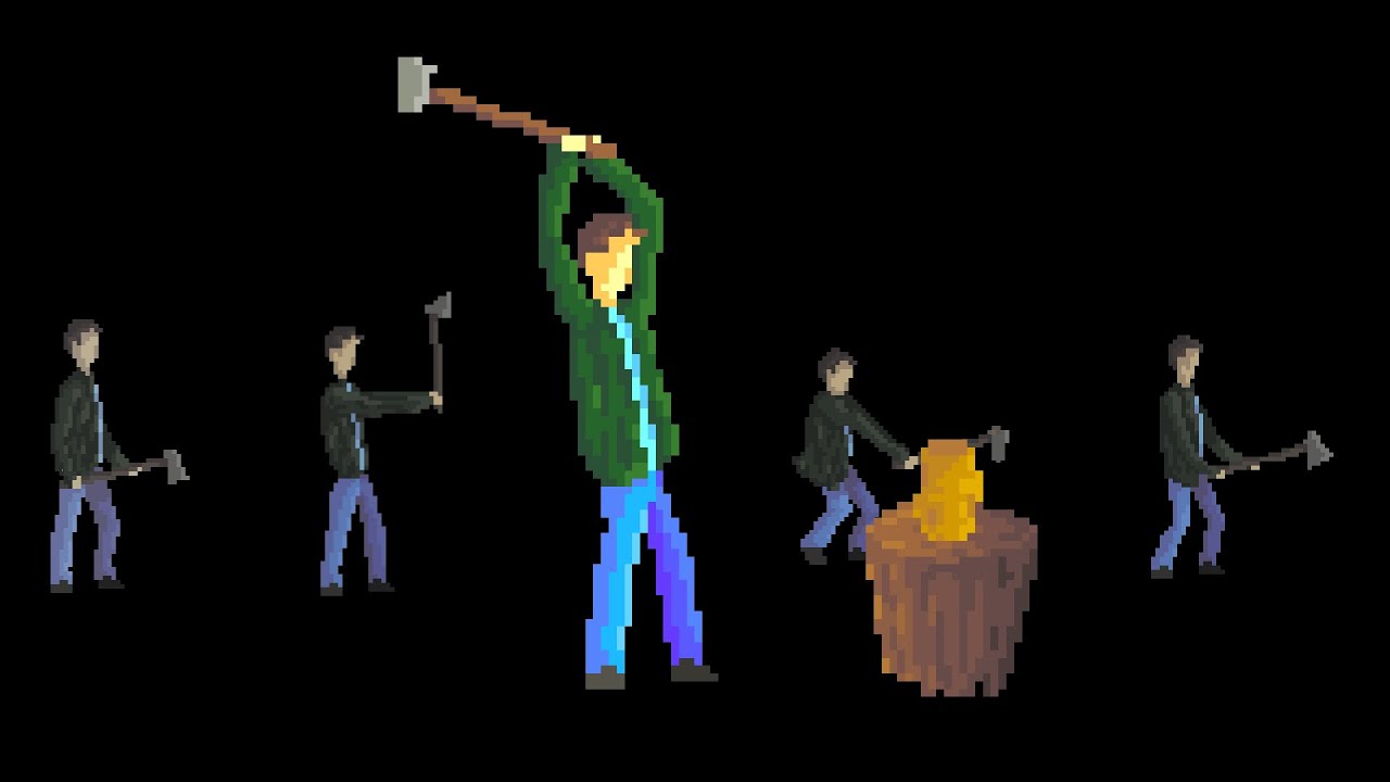 I created a wood-chopping animation for my cozy pixel art game