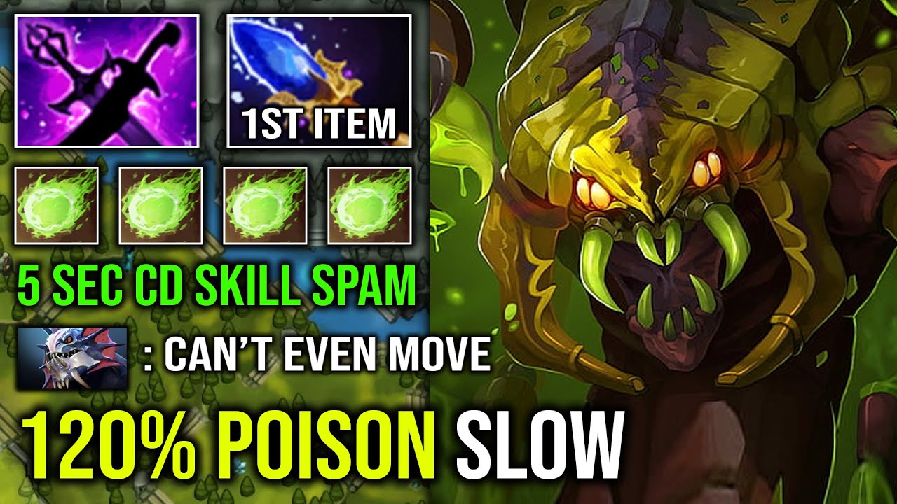WTF First Item 12Min Scepter 120% Slow Gale 5 Sec CD Skill Spam Poison Nova Venomancer Dota 2